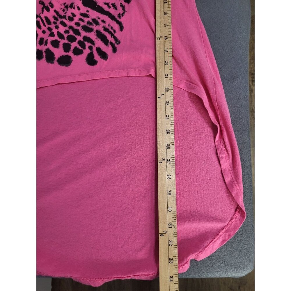 Y2K Hi Low Hem Graphic Print Shirt Raglan Cheetah Leopard Pink Grunge Skater MED - Picture 9 of 10